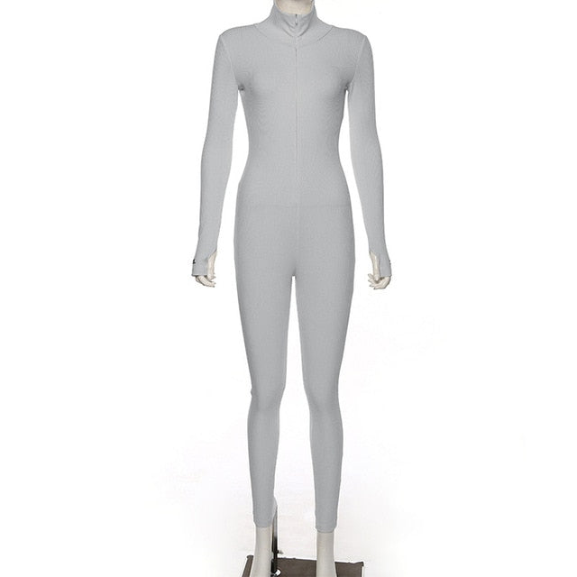 Simenual entraînement vêtements actifs barboteuses côtelées femmes Combinaison sportive à manches longues Fitness broderie lettrepression fermeture éclair Combinaisons