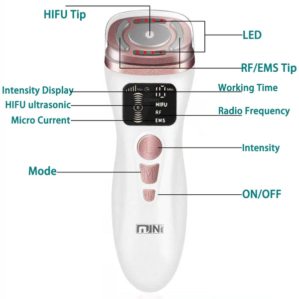 NEW Mini HIFU Machine Ultrasound Machine RF Fadiofrecuencia EMS Microcurrent Lift Firm Tightening Skin Wrinkle Skin Care Product