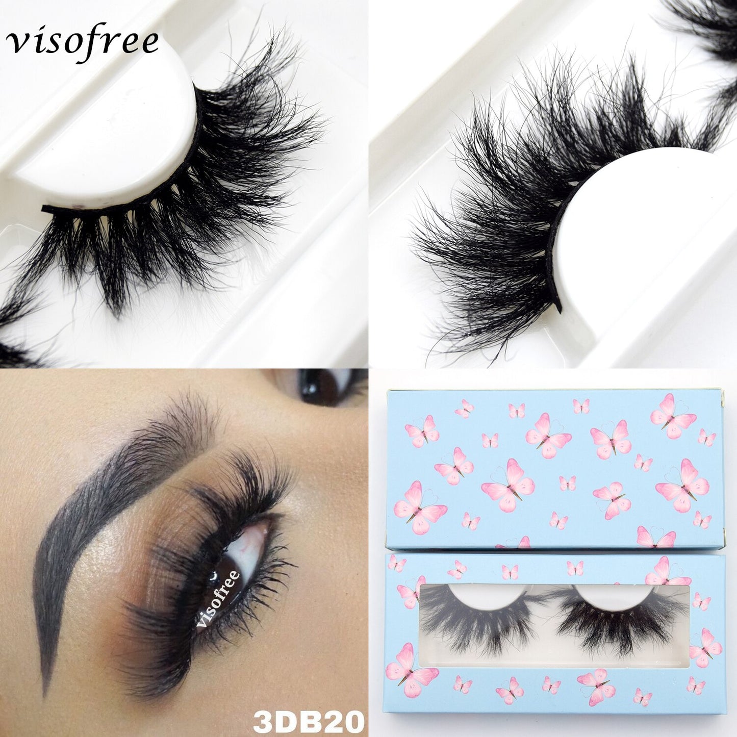 Visofree 5D Mink Eyelashes Long Lasting Mink Lashes Natural Dramatic Volume Eyelashes Extension Thick Long 3D False Eyelashes