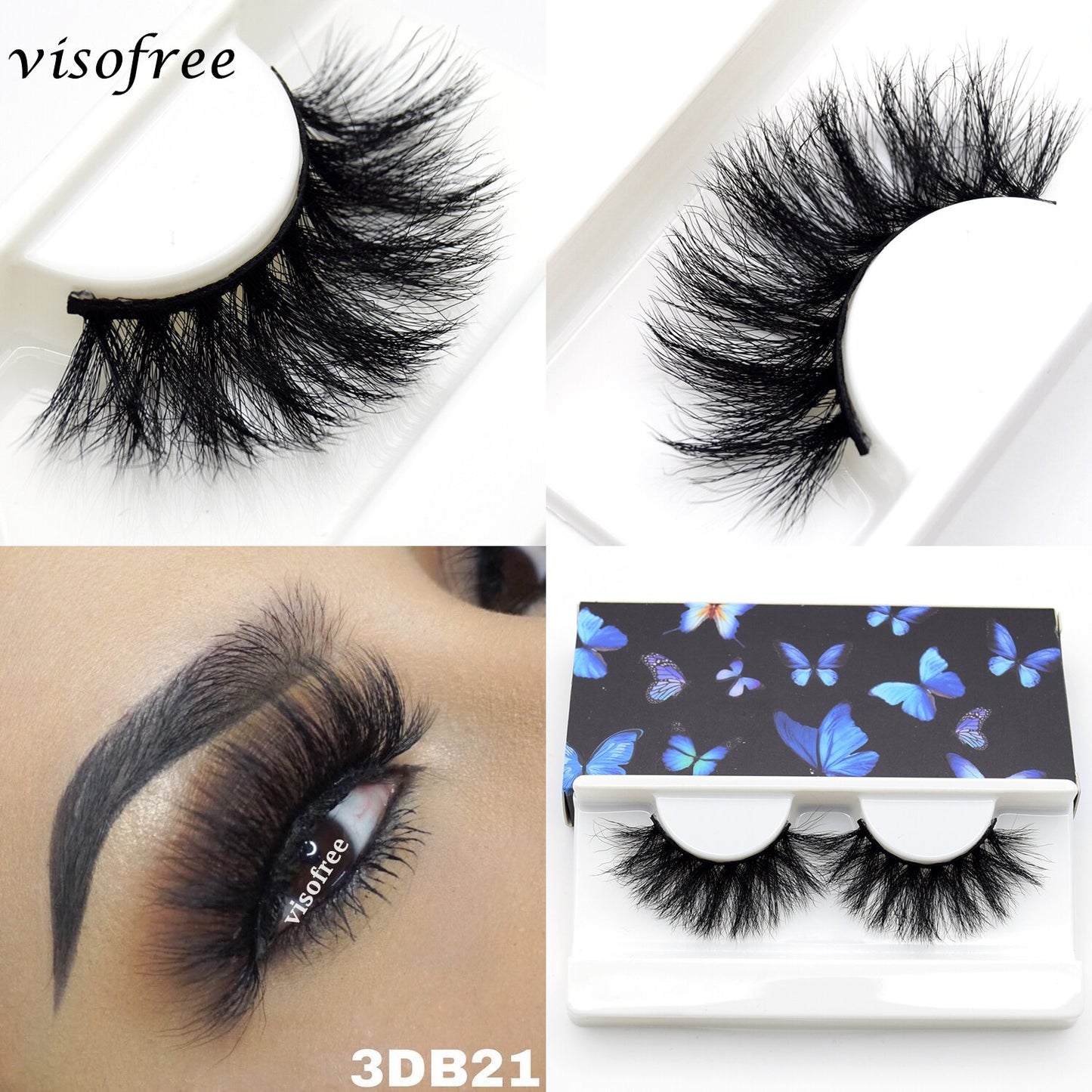 Visofree 5D Mink Eyelashes Long Lasting Mink Lashes Natural Dramatic Volume Eyelashes Extension Thick Long 3D False Eyelashes