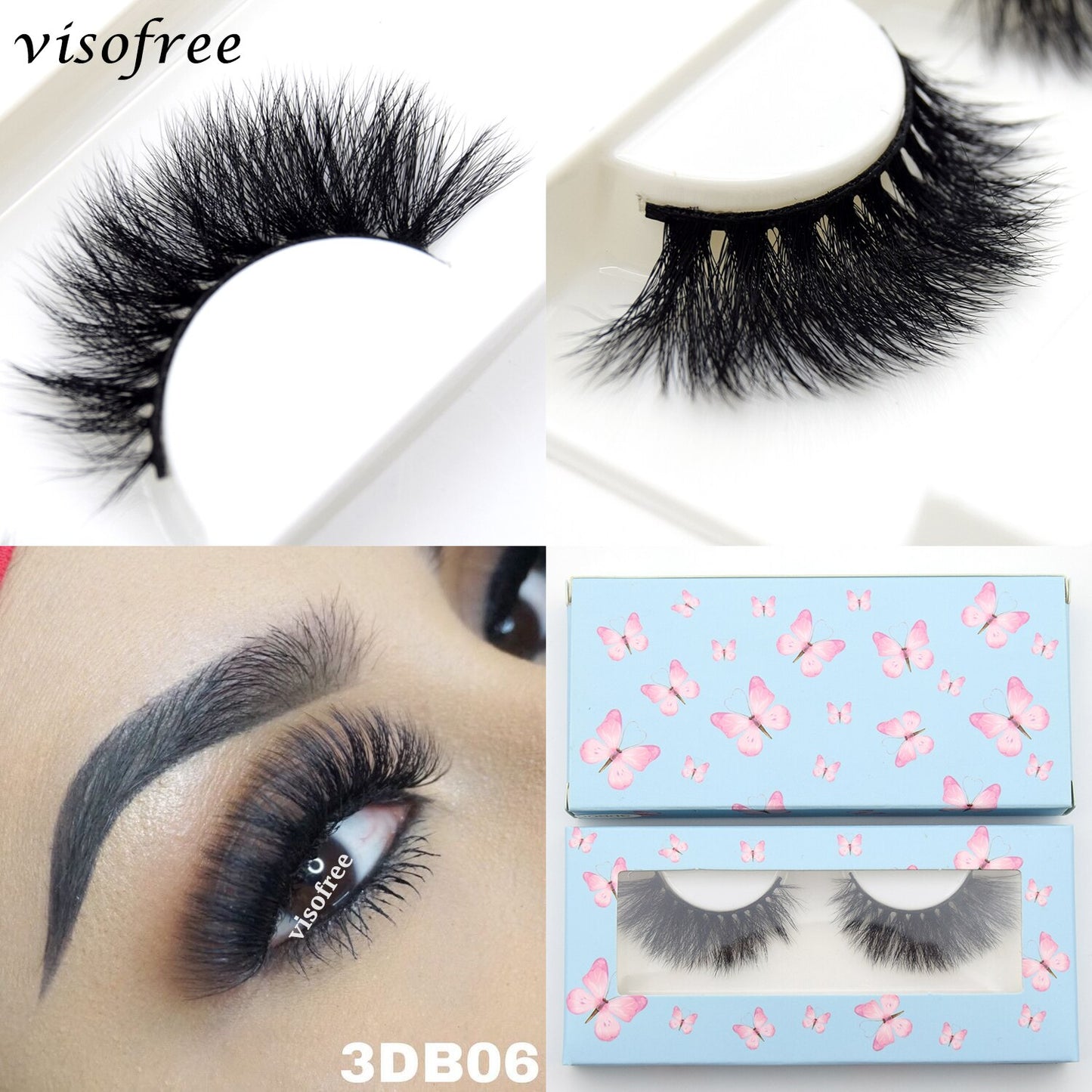 Visofree 5D Mink Eyelashes Long Lasting Mink Lashes Natural Dramatic Volume Eyelashes Extension Thick Long 3D False Eyelashes