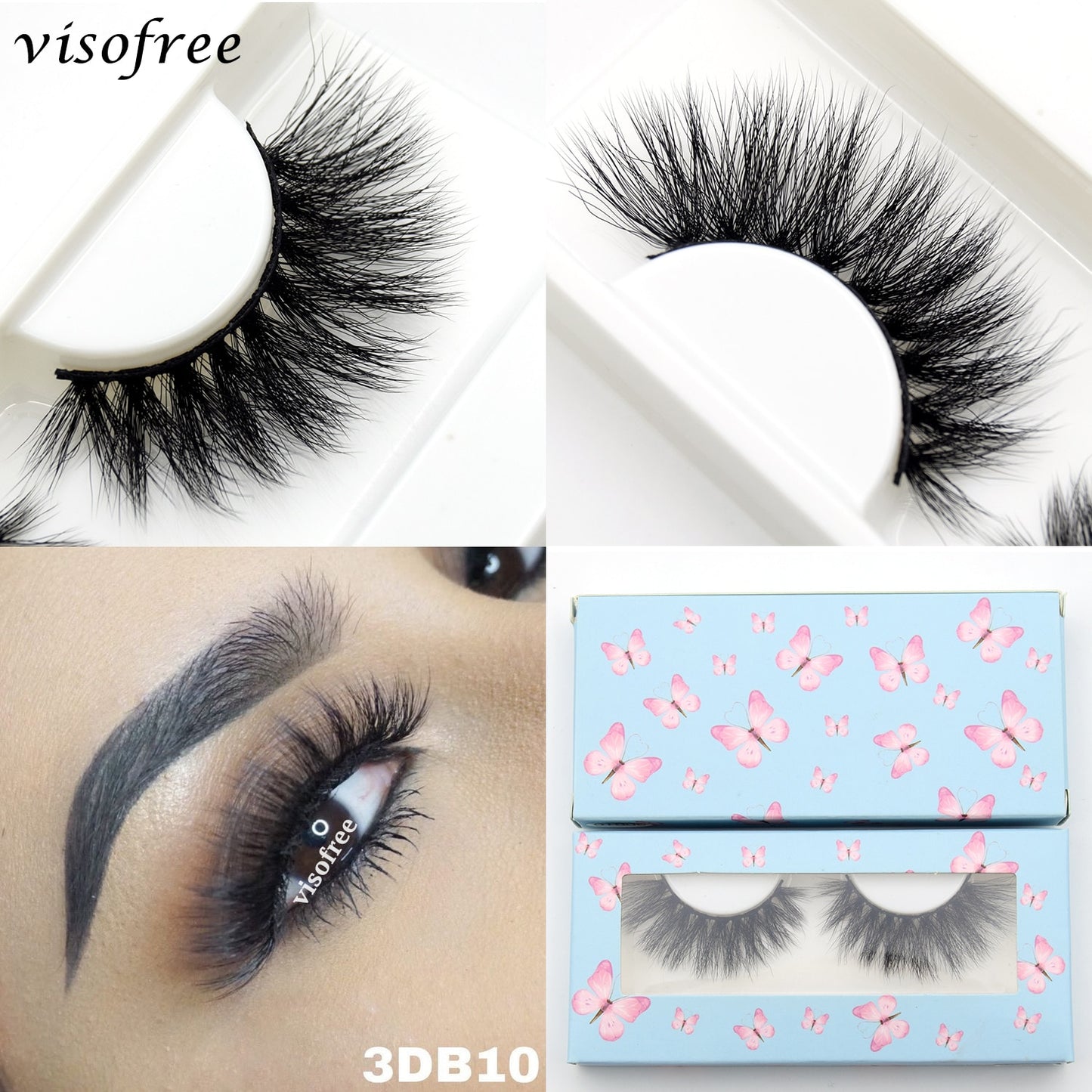 Visofree 5D Mink Eyelashes Long Lasting Mink Lashes Natural Dramatic Volume Eyelashes Extension Thick Long 3D False Eyelashes