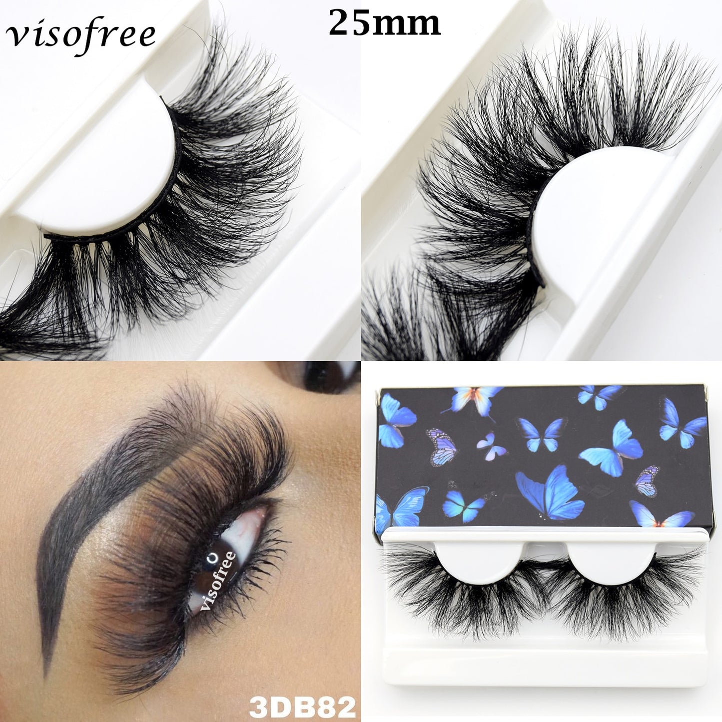 Visofree 5D Mink Eyelashes Long Lasting Mink Lashes Natural Dramatic Volume Eyelashes Extension Thick Long 3D False Eyelashes