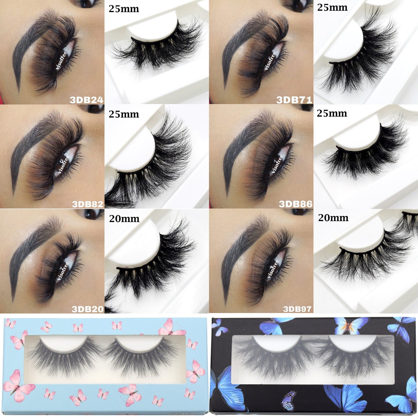 Visofree 5D Mink Eyelashes Long Lasting Mink Lashes Natural Dramatic Volume Eyelashes Extension Thick Long 3D False Eyelashes
