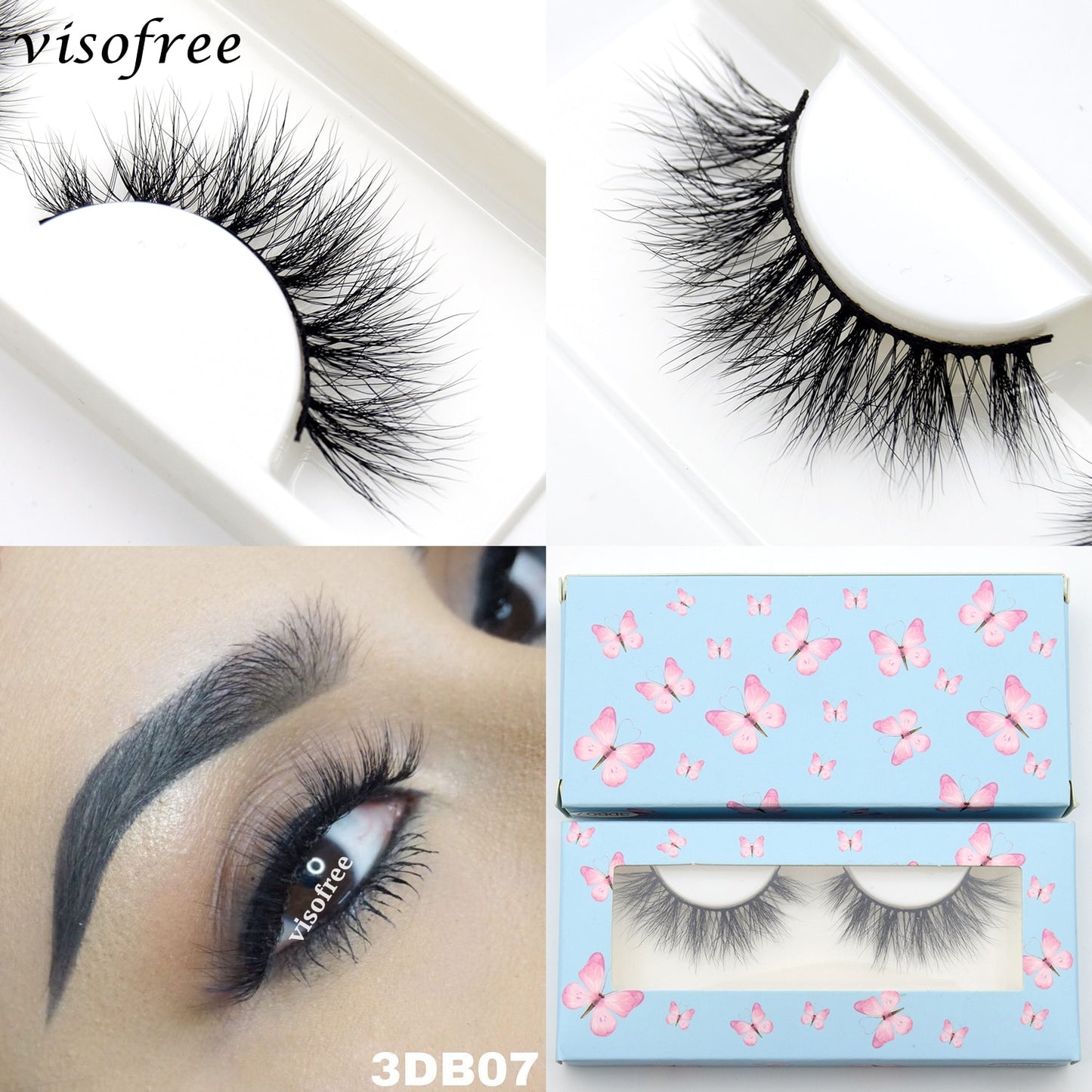 Visofree 5D Mink Eyelashes Long Lasting Mink Lashes Natural Dramatic Volume Eyelashes Extension Thick Long 3D False Eyelashes