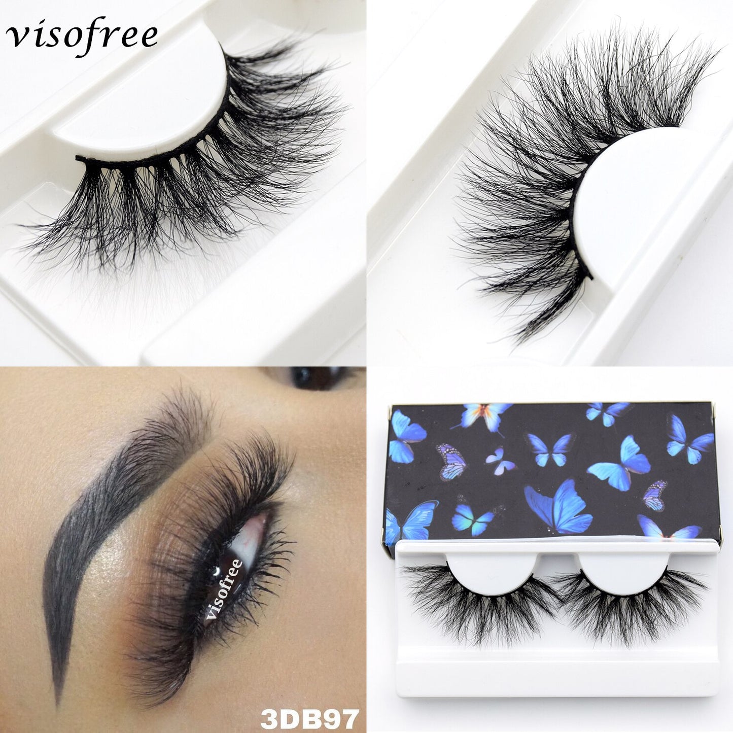 Visofree 5D Mink Eyelashes Long Lasting Mink Lashes Natural Dramatic Volume Eyelashes Extension Thick Long 3D False Eyelashes