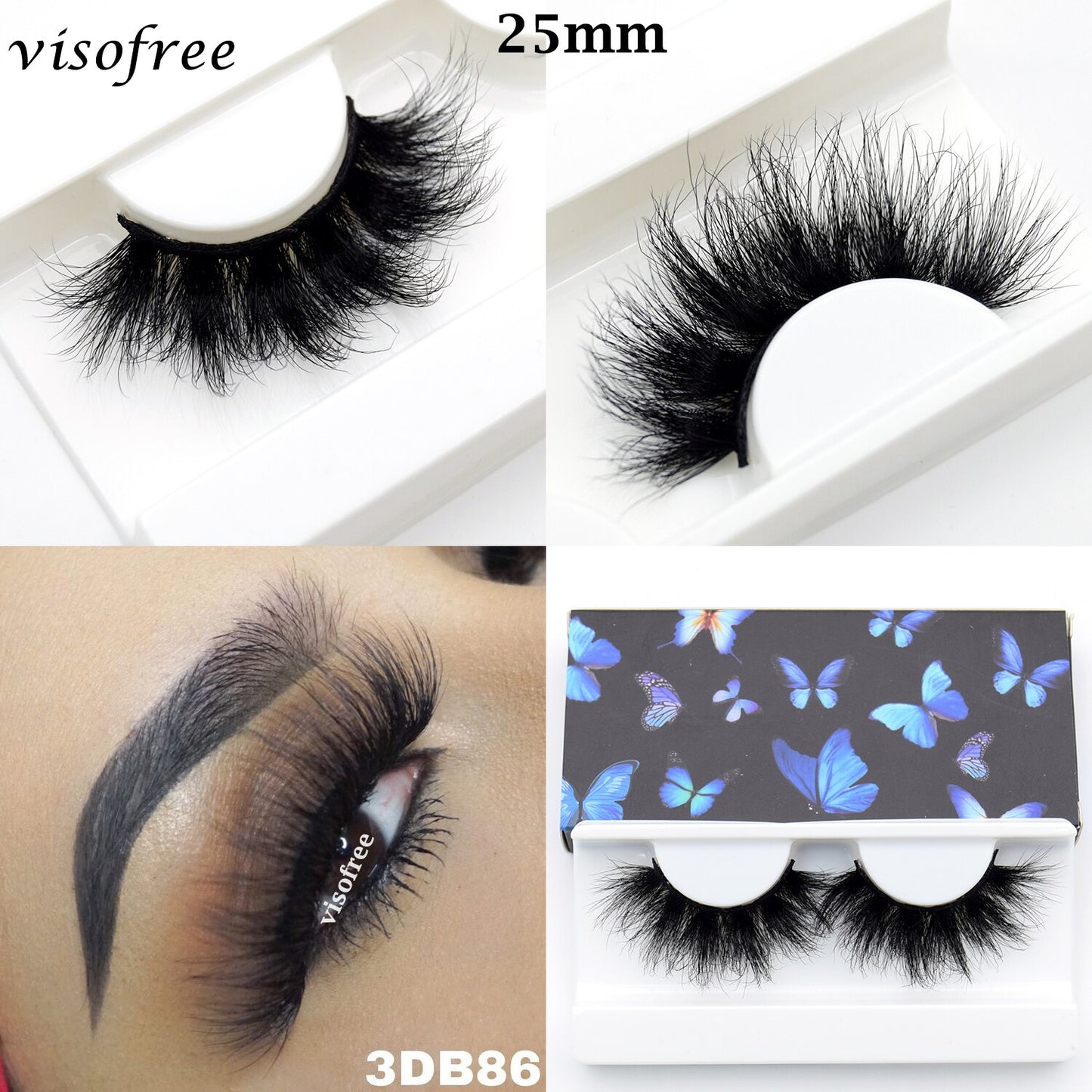 Visofree 5D Mink Eyelashes Long Lasting Mink Lashes Natural Dramatic Volume Eyelashes Extension Thick Long 3D False Eyelashes