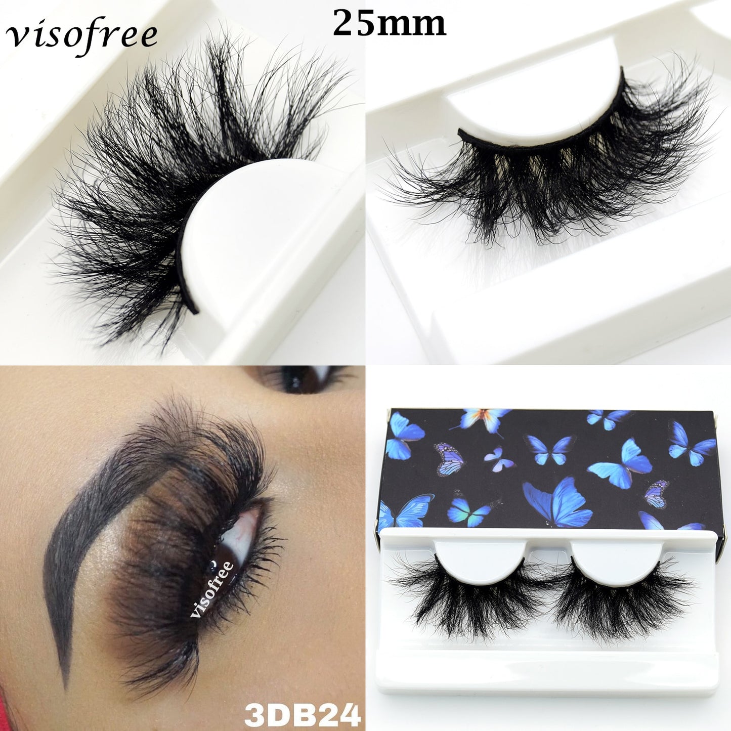 Visofree 5D Mink Eyelashes Long Lasting Mink Lashes Natural Dramatic Volume Eyelashes Extension Thick Long 3D False Eyelashes